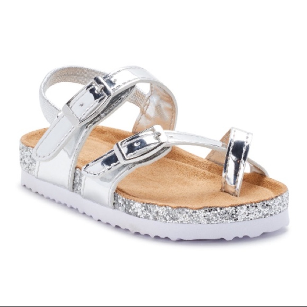 Wonder Nation Chrome Footbed Sandal Toddler Girl, Size 11